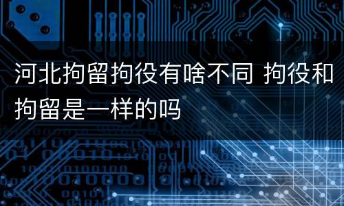 河北拘留拘役有啥不同 拘役和拘留是一样的吗