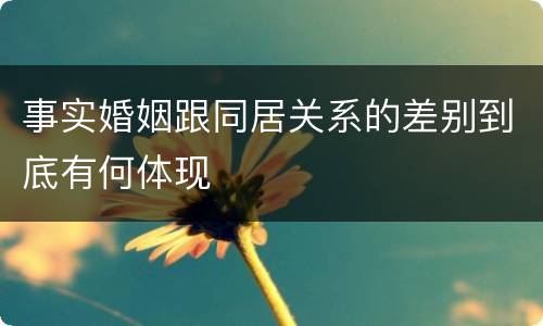 事实婚姻跟同居关系的差别到底有何体现