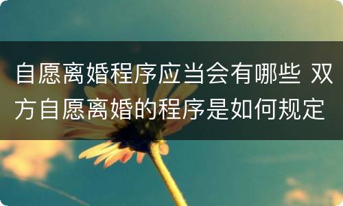 自愿离婚程序应当会有哪些 双方自愿离婚的程序是如何规定的?
