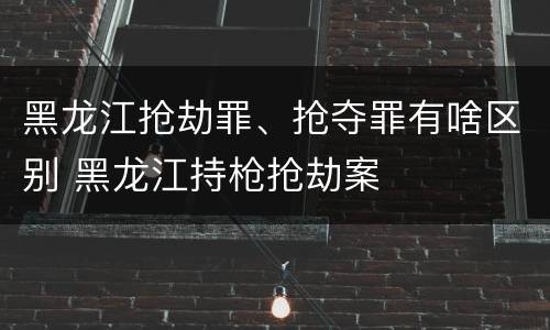 黑龙江抢劫罪、抢夺罪有啥区别 黑龙江持枪抢劫案