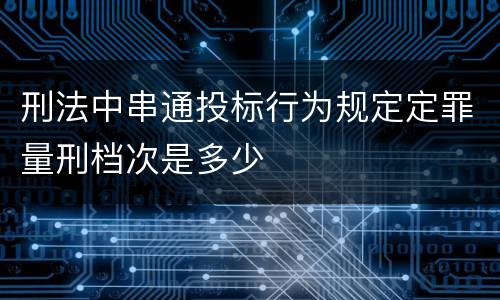 刑法中串通投标行为规定定罪量刑档次是多少