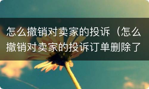 怎么撤销对卖家的投诉（怎么撤销对卖家的投诉订单删除了）