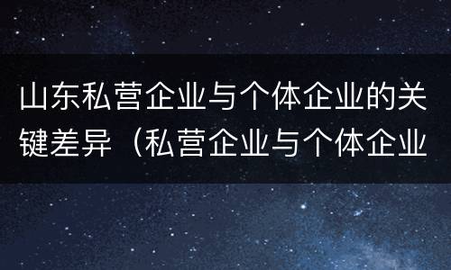 山东私营企业与个体企业的关键差异（私营企业与个体企业的区别）