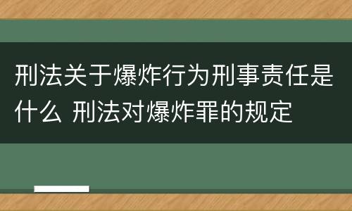 刑法关于爆炸行为刑事责任是什么 刑法对爆炸罪的规定
