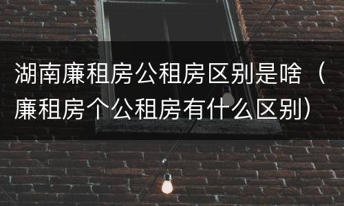 湖南廉租房公租房区别是啥（廉租房个公租房有什么区别）