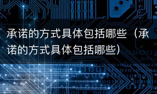 承诺的方式具体包括哪些（承诺的方式具体包括哪些）