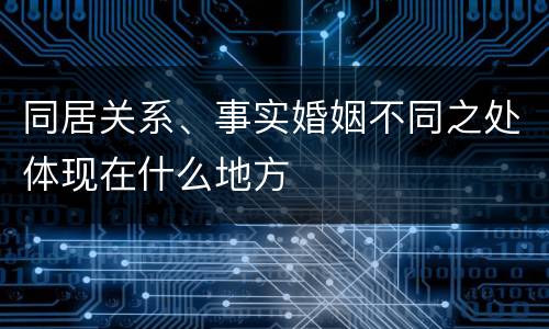 同居关系、事实婚姻不同之处体现在什么地方