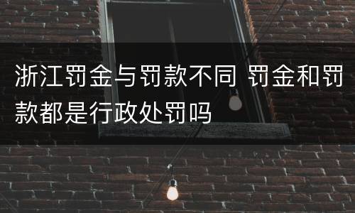 浙江罚金与罚款不同 罚金和罚款都是行政处罚吗