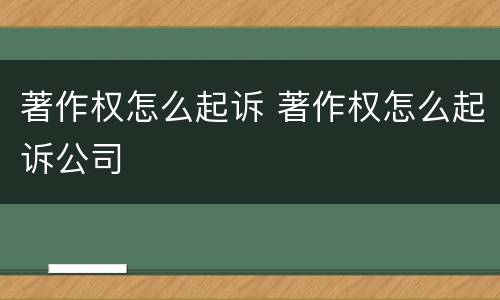 著作权怎么起诉 著作权怎么起诉公司