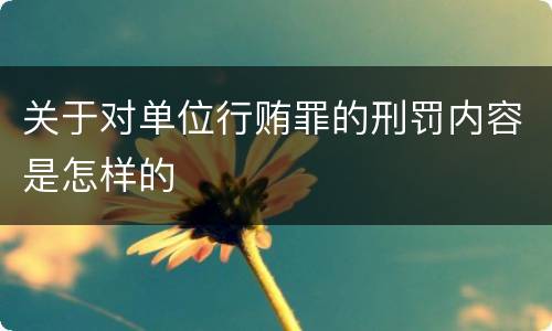 关于对单位行贿罪的刑罚内容是怎样的