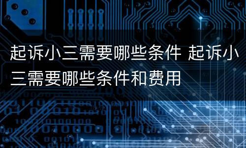 起诉小三需要哪些条件 起诉小三需要哪些条件和费用