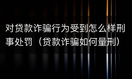 对贷款诈骗行为受到怎么样刑事处罚（贷款诈骗如何量刑）