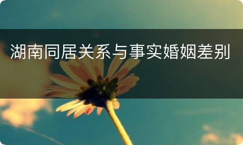 湖南同居关系与事实婚姻差别