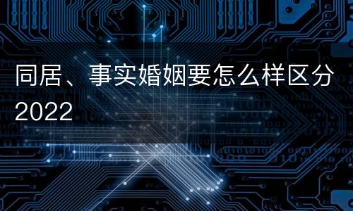 同居、事实婚姻要怎么样区分2022