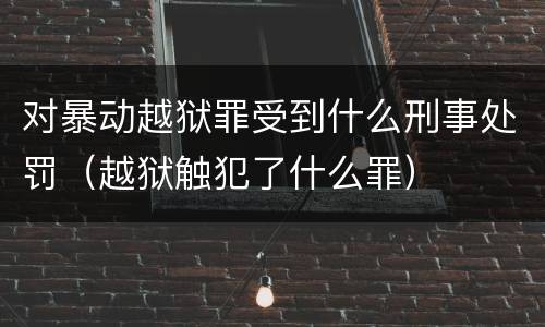 对暴动越狱罪受到什么刑事处罚（越狱触犯了什么罪）