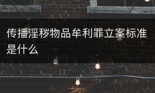 传播淫秽物品牟利罪立案标准是什么