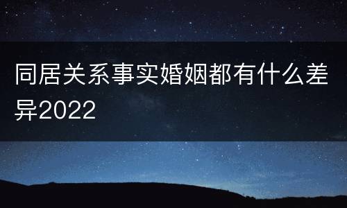 同居关系事实婚姻都有什么差异2022
