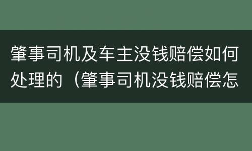 肇事司机及车主没钱赔偿如何处理的（肇事司机没钱赔偿怎么办）