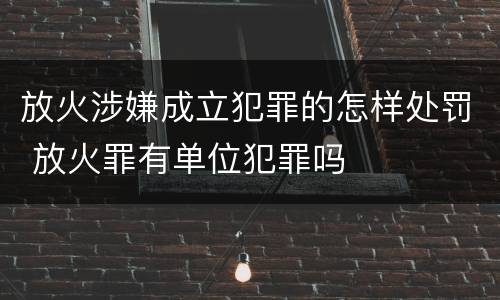 放火涉嫌成立犯罪的怎样处罚 放火罪有单位犯罪吗