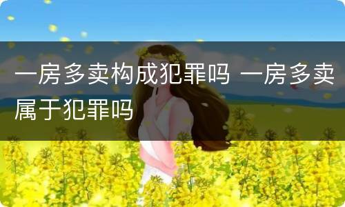 一房多卖构成犯罪吗 一房多卖属于犯罪吗