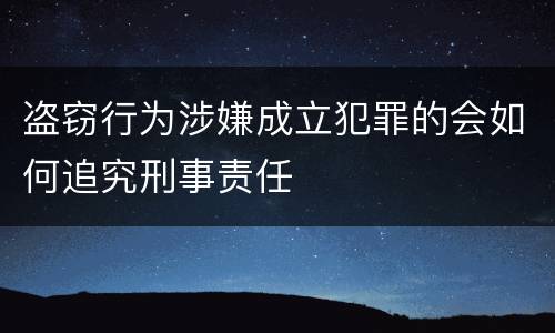盗窃行为涉嫌成立犯罪的会如何追究刑事责任