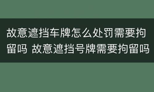 故意遮挡车牌怎么处罚需要拘留吗 故意遮挡号牌需要拘留吗