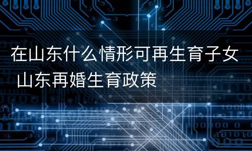 在山东什么情形可再生育子女 山东再婚生育政策