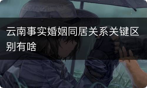 云南事实婚姻同居关系关键区别有啥