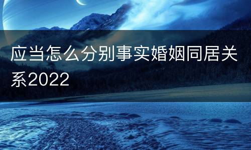 应当怎么分别事实婚姻同居关系2022