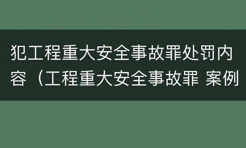 犯工程重大安全事故罪处罚内容（工程重大安全事故罪 案例）