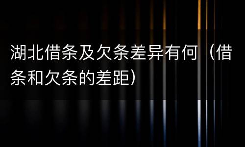 湖北借条及欠条差异有何（借条和欠条的差距）