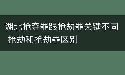 湖北抢夺罪跟抢劫罪关键不同 抢劫和抢劫罪区别