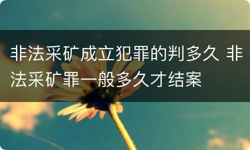 非法采矿成立犯罪的判多久 非法采矿罪一般多久才结案