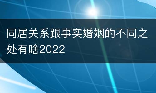 同居关系跟事实婚姻的不同之处有啥2022