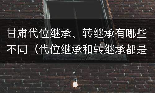 甘肃代位继承、转继承有哪些不同（代位继承和转继承都是法定继承）