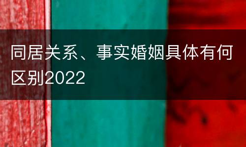 同居关系、事实婚姻具体有何区别2022
