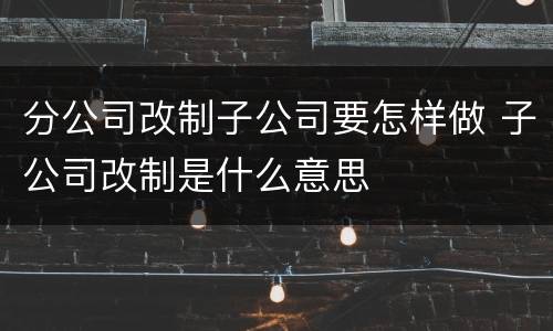 分公司改制子公司要怎样做 子公司改制是什么意思