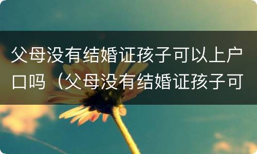 父母没有结婚证孩子可以上户口吗（父母没有结婚证孩子可以上户口吗农村）