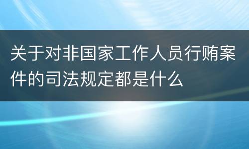 关于对非国家工作人员行贿案件的司法规定都是什么