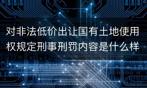 对非法低价出让国有土地使用权规定刑事刑罚内容是什么样