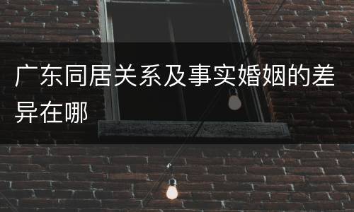 广东同居关系及事实婚姻的差异在哪