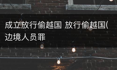 成立放行偷越国 放行偷越国(边境人员罪