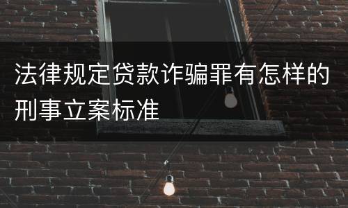法律规定贷款诈骗罪有怎样的刑事立案标准
