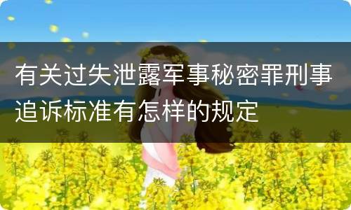 有关过失泄露军事秘密罪刑事追诉标准有怎样的规定
