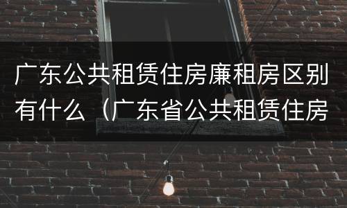 广东公共租赁住房廉租房区别有什么（广东省公共租赁住房）