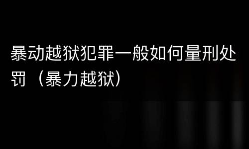暴动越狱犯罪一般如何量刑处罚（暴力越狱）