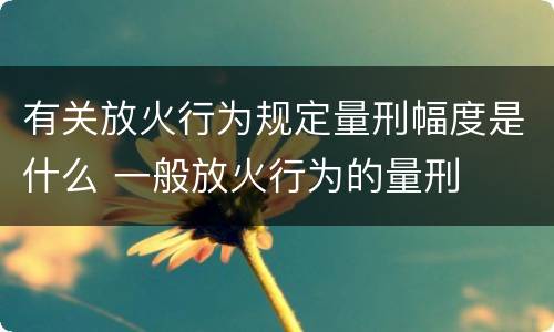 有关放火行为规定量刑幅度是什么 一般放火行为的量刑