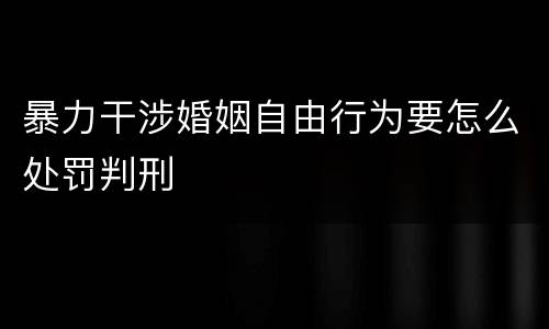 暴力干涉婚姻自由行为要怎么处罚判刑