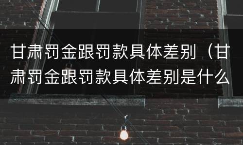 甘肃罚金跟罚款具体差别（甘肃罚金跟罚款具体差别是什么）