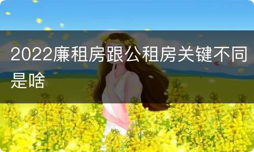 2022廉租房跟公租房关键不同是啥
